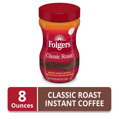 Folgers Classic Roast Instant Coffee – Portable Travel Jar for Campground and Road Trip Brewing
