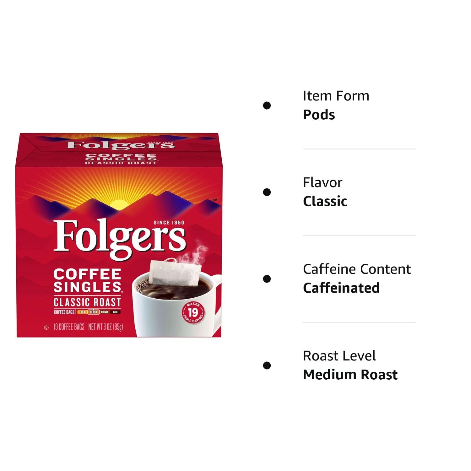 Folgers Coffee Singles – Pre-Measured Single-Serve Bags for Tiny Kitchens and Studio Apartments