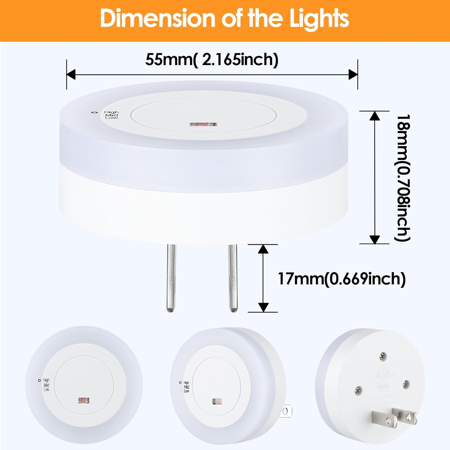 FOLKSMATE LED Night Light – Compact Plug in Light with Compact Footprint, 2 Pack for Clean Interiors
