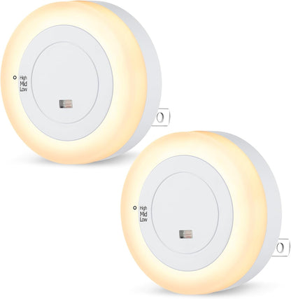 FOLKSMATE LED Night Light – Compact Plug in Light with Compact Footprint, 2 Pack for Clean Interiors