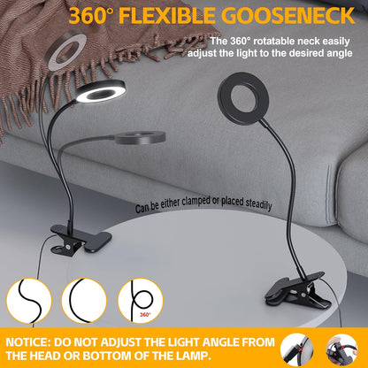 Foneso Clip-On LED Task Lamp for Home Office and Study – 30 Light Combinations, Tunable White for Focus, Memory Function Saves Your Setup