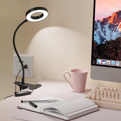 Foneso Clip-On LED Task Lamp for Home Office and Study – 30 Light Combinations, Tunable White for Focus, Memory Function Saves Your Setup