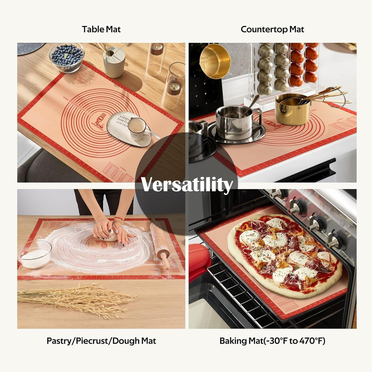 Food-Grade Pastry Mat – Calm and Clean Baking Experience with Easy Wipe-Down Surface