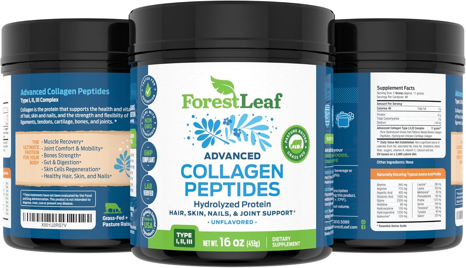 ForestLeaf Collagen Peptides Powder - Thoughtful Birthday Gift for Her, Anti-Aging Beauty Supplement Mom Will Love