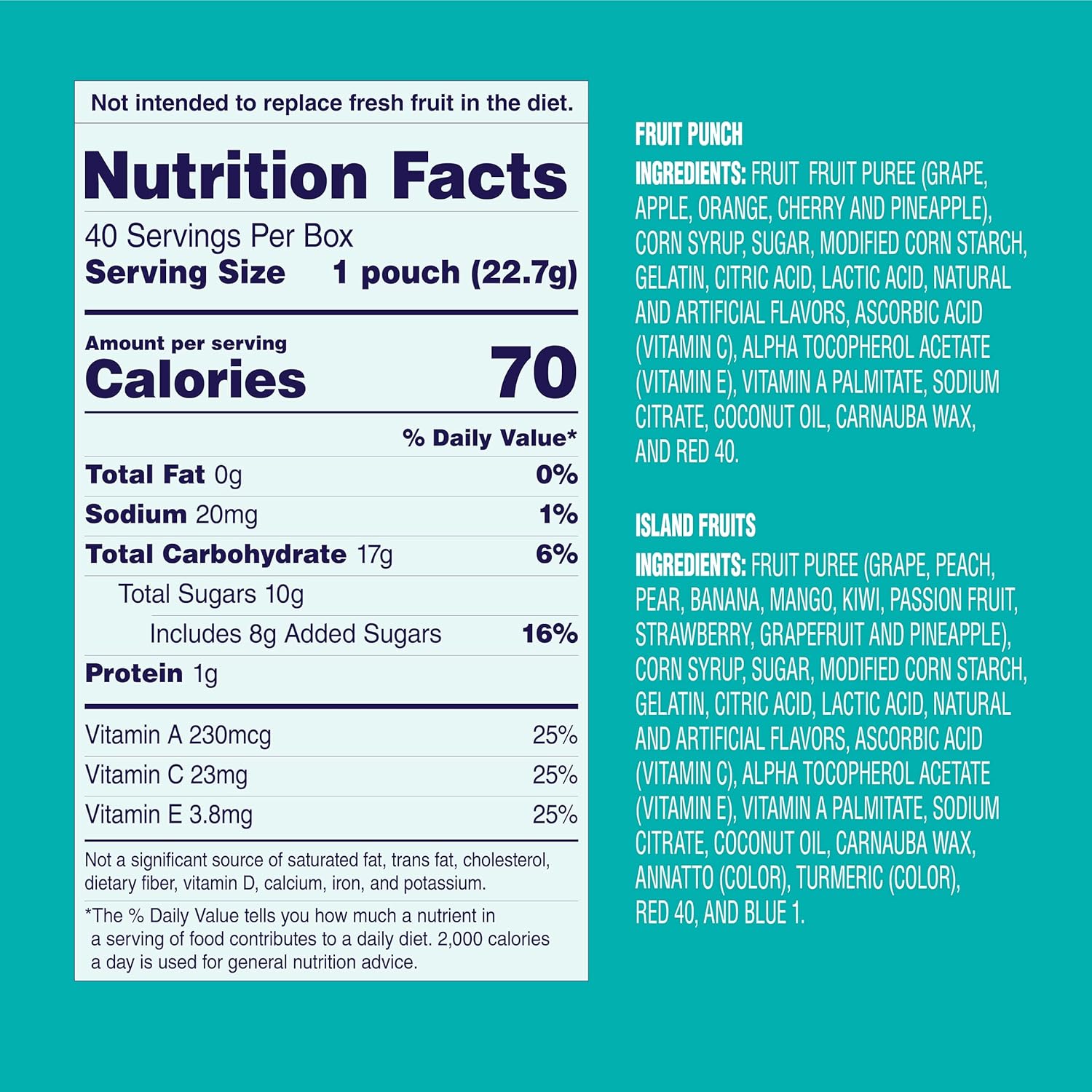 fortified with vitamins a, c, and e per serving