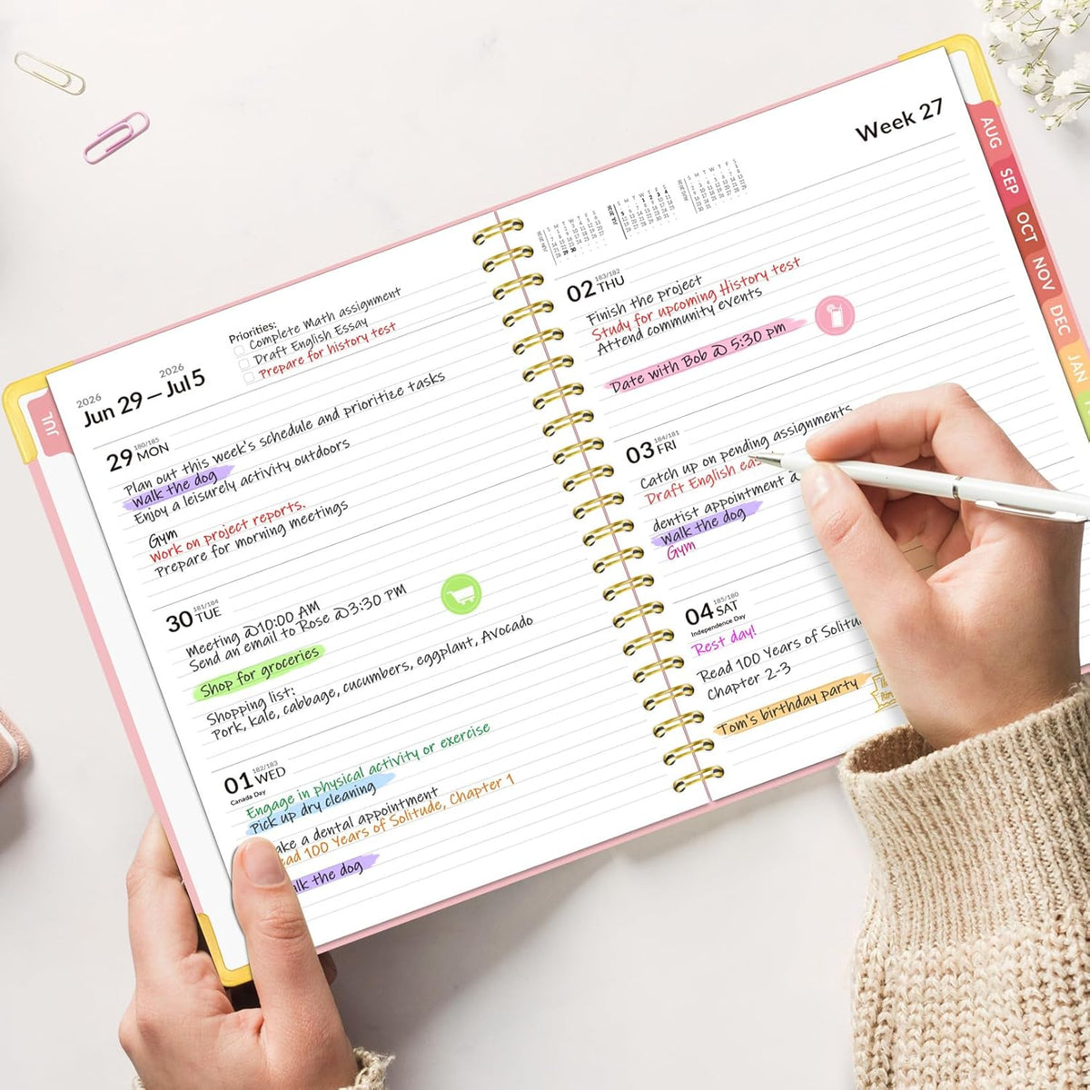 Forvencer Academic Planner 2026-2027 for K-12 Students and Teens, Sturdy Hardcover Spiral Notebook with Metal Corner Guards for Backpack and Locker Use, 6.3x8.4 Inch