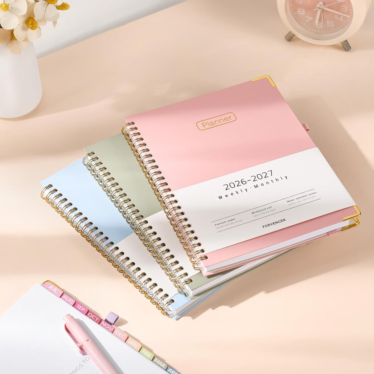 Forvencer Academic Planner 2026-2027 for K-12 Students and Teens, Sturdy Hardcover Spiral Notebook with Metal Corner Guards for Backpack and Locker Use, 6.3x8.4 Inch
