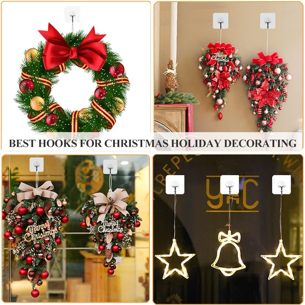 FOTYRIG Adhesive Hooks – Thoughtful Housewarming Gift for New Homeowners, 10-Pack of Damage-Free Clear Wall Hooks