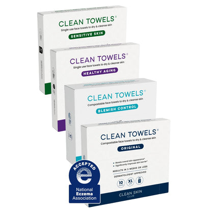 four 10-count travel packs totaling 40 single-use disposable face towels