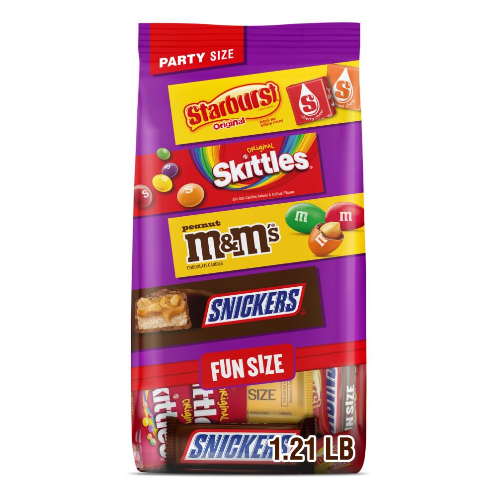 four-brand variety pack: m&m's peanut, snickers, starburst, and skittles