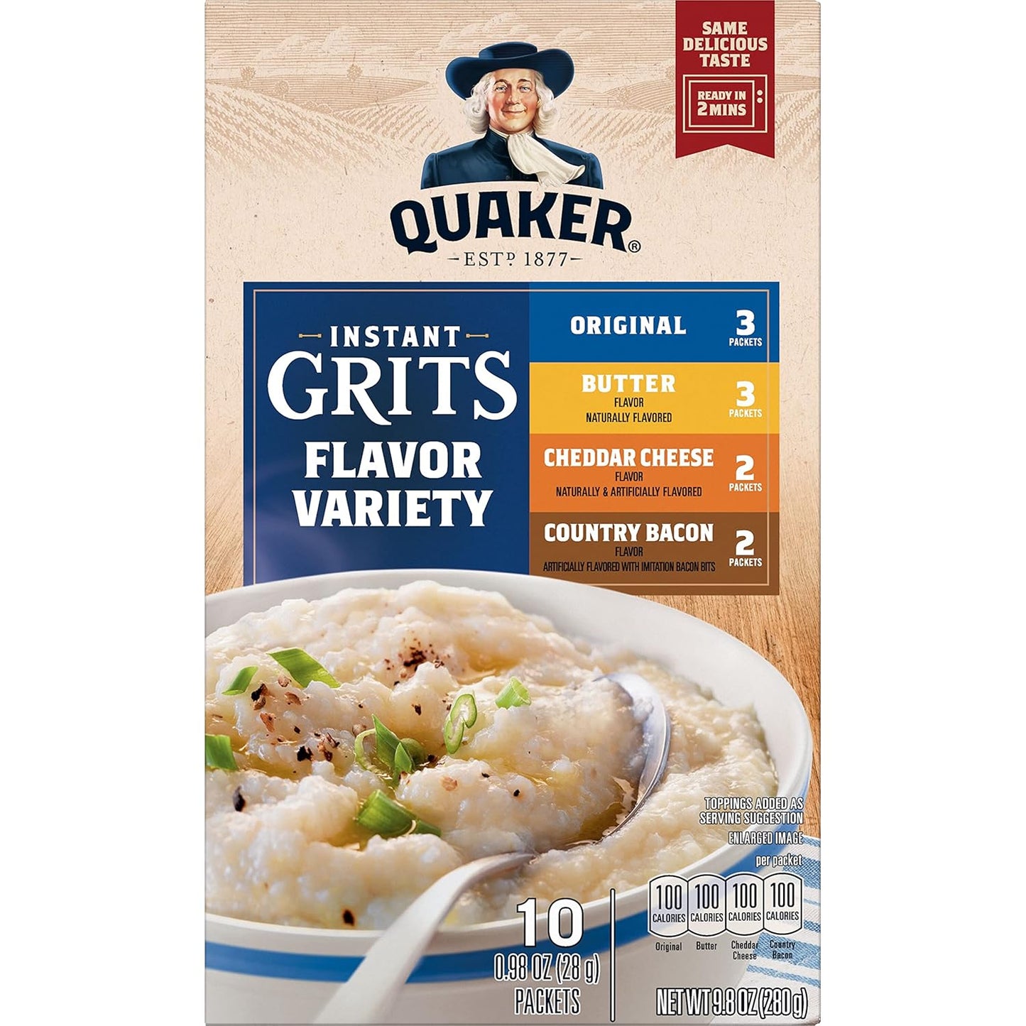 four-flavor variety: original, butter, cheddar cheese, country bacon