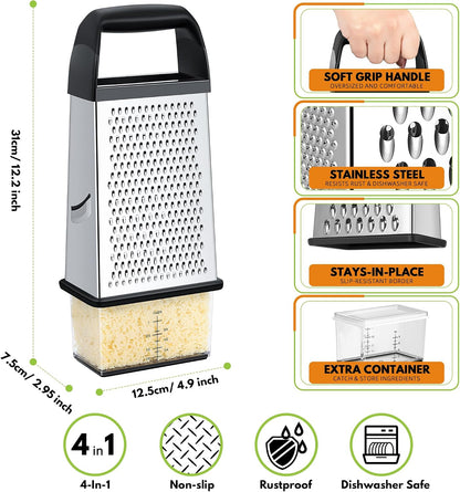 four grating surfaces: coarse, medium, fine, and slicing on one box