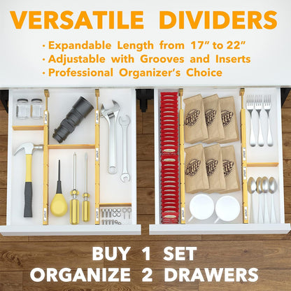 four-pack configuration with variants offering 4, 7, or 10 dividers in natural, white, gray, or black