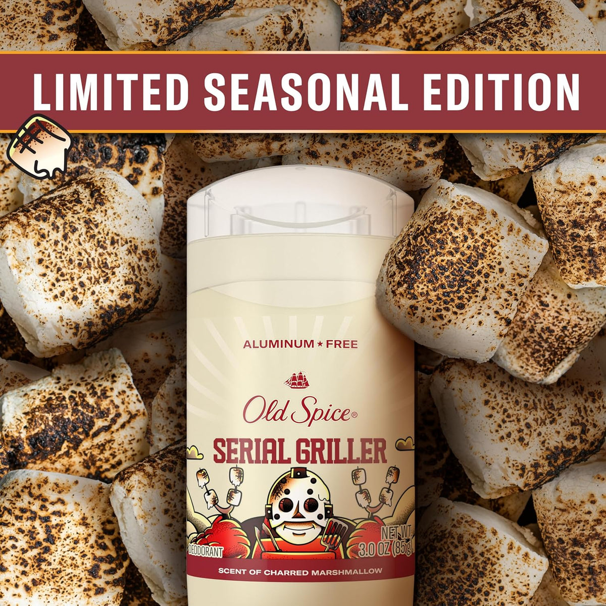 four seasonal scent variants: pumpking pumpkin spice, lumbersnack fresh pine, brochella citrus fizz, serial griller charred marshmallow