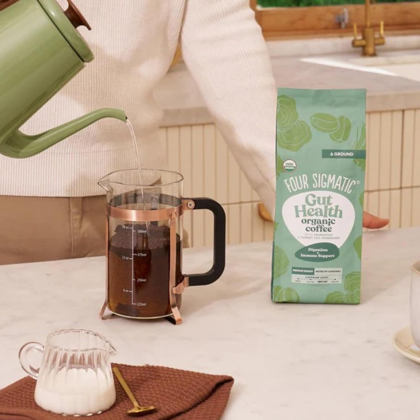 Four Sigmatic Gut Health Coffee – Thoughtful Gift for Coffee Lovers, Probiotic Wellness Coffee in a 12oz Bag