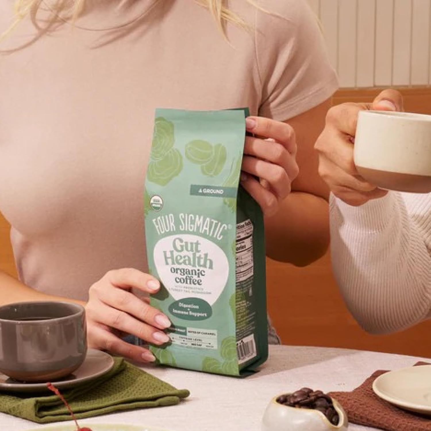 Four Sigmatic Gut Health Coffee – Thoughtful Gift for Coffee Lovers, Probiotic Wellness Coffee in a 12oz Bag