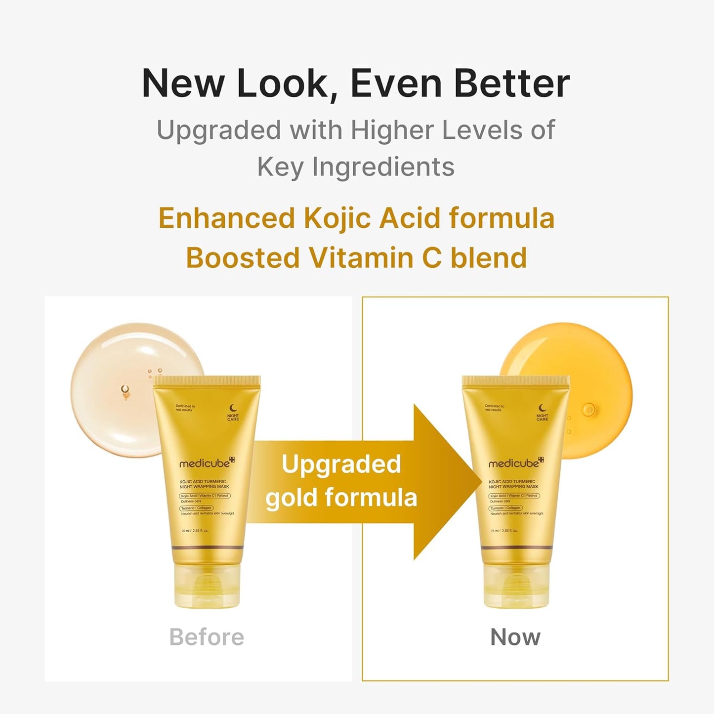 four sku line covering collagen, pdrn caffeine, kojic acid turmeric, and collagen milky glazed variants