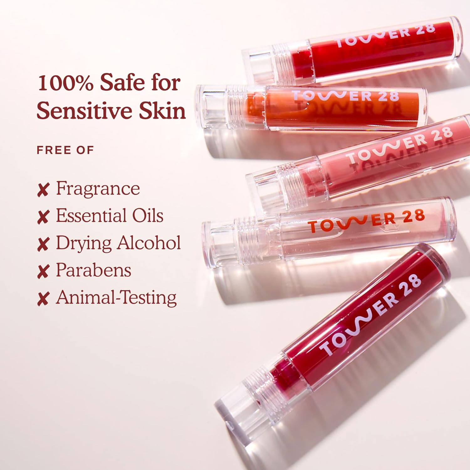 fragrance-free, sting-free, plumping-agent-free formulation for sensitive skin and lips