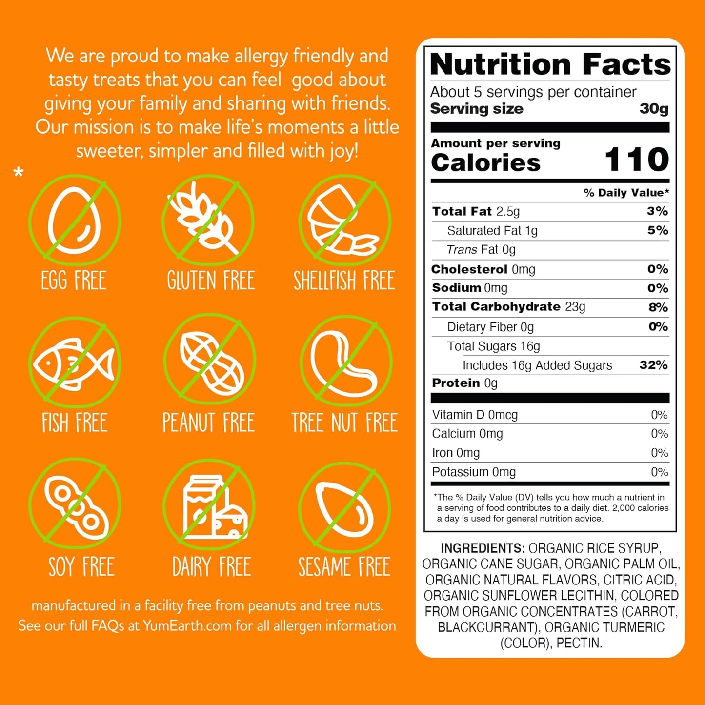 free from the top 9 common allergens (peanut, tree nut, dairy, egg, soy, wheat, fish, shellfish, sesame)