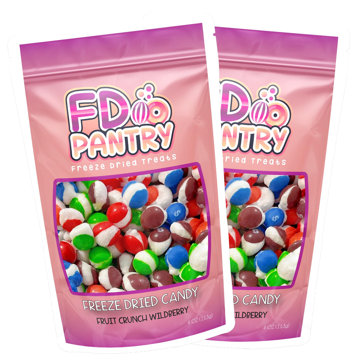 Freeze Dried Candy Fruit Crunch Wildberry, 4 oz, 2 Pack, Assorted Berry Punch, Melon, Strawberry, Cherry, Raspberry, Gift Bag