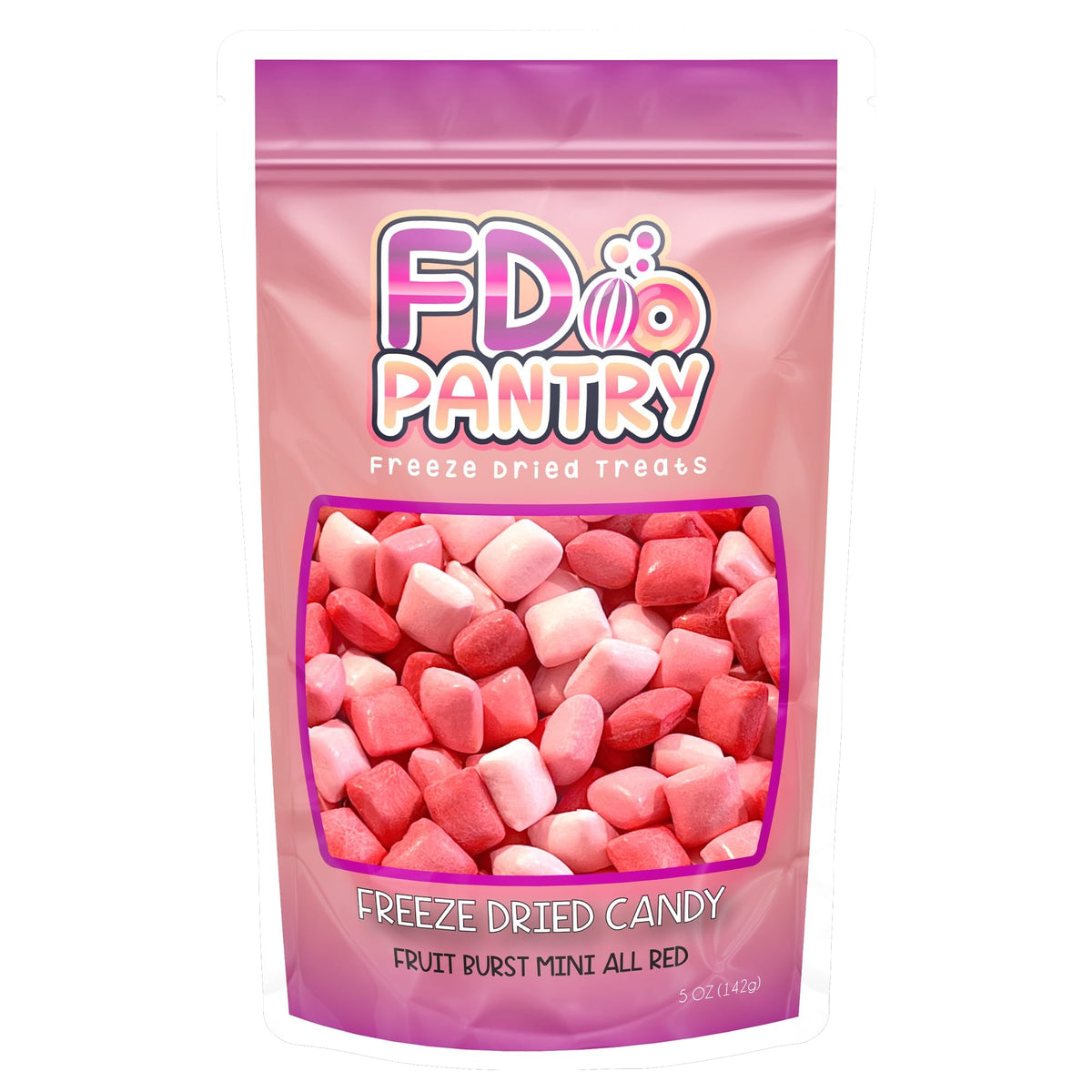 Freeze Dried Fruit Bursts Candy - Mini All Reds l Hard Candy Mix 5oz Treat Snack Gift Bag Strawberry, Fruit Punch, Watermelon, Cherry Freeze-Dried Candies