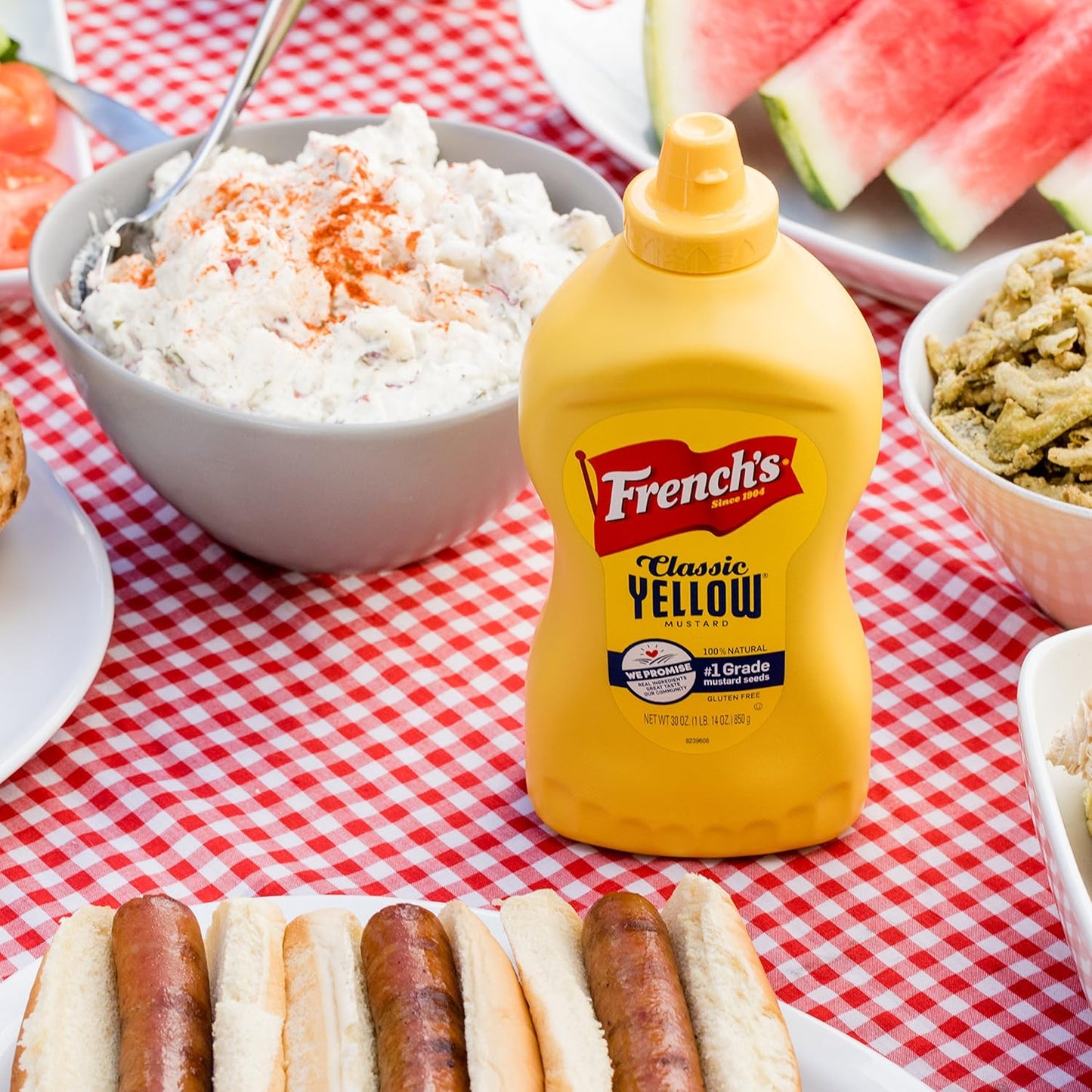 French's Classic Yellow Mustard, 30 oz – Zero-Calorie Gluten-Free Condiment for Calorie-Conscious Menus and Wellness Lifestyles