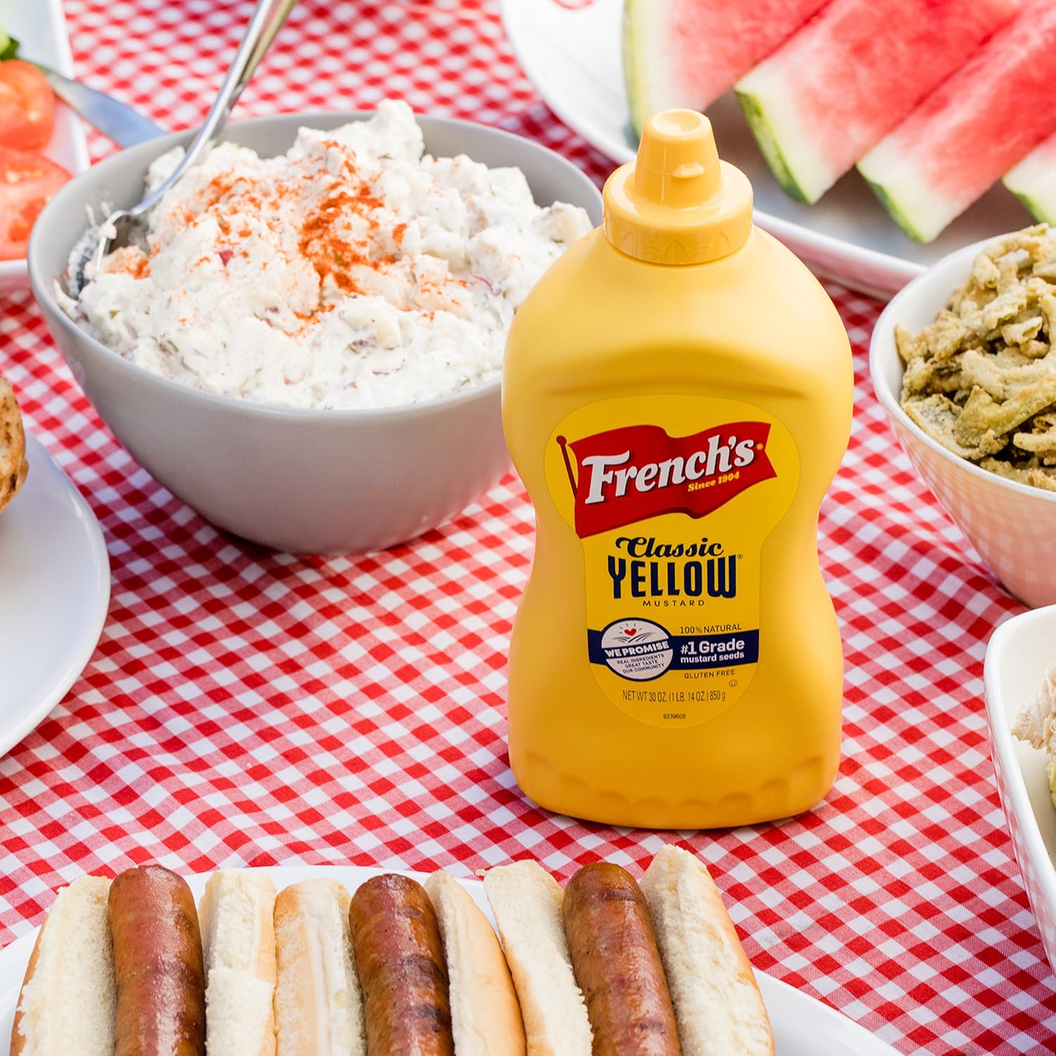French's Classic Yellow Mustard, 30 oz – Zero-Calorie Gluten-Free Condiment for Calorie-Conscious Menus and Wellness Lifestyles