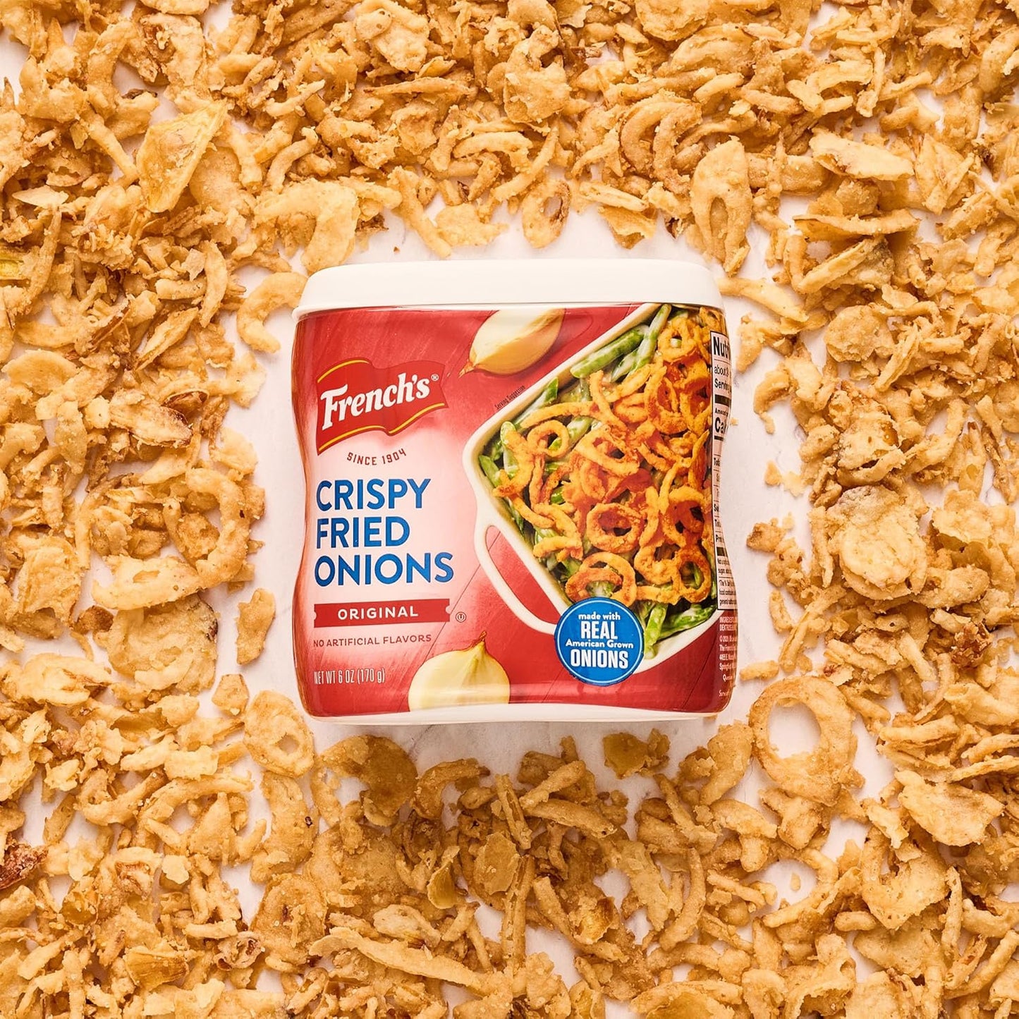 French's Crispy Fried Onions – Resealable Jar of Crispy Topping for Salads, Sandwiches, and Sides, 6 oz