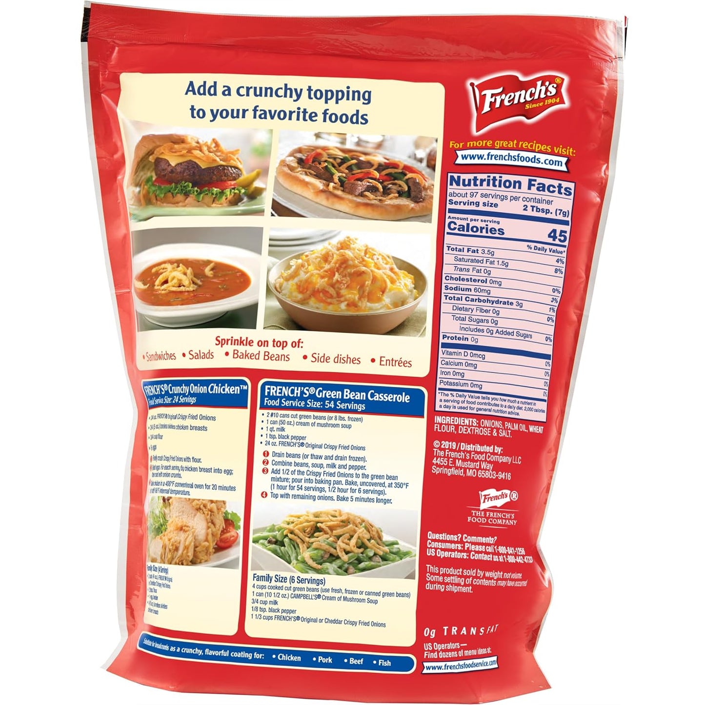 French's Original Crispy Fried Onions 24 oz – Ready-to-Use Topping to Speed Up Weeknight Casseroles