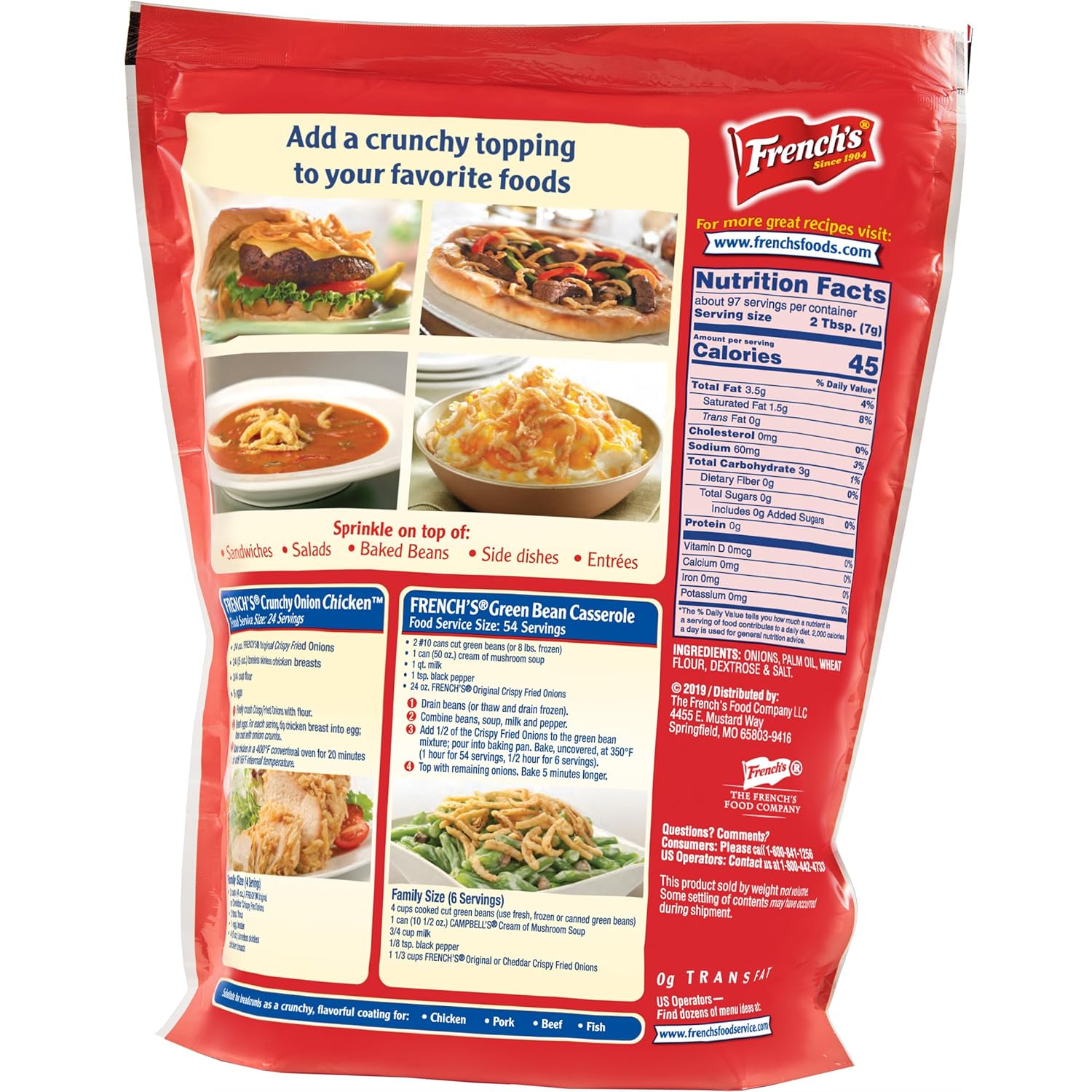 French's Original Crispy Fried Onions 24 oz – Ready-to-Use Topping to Speed Up Weeknight Casseroles
