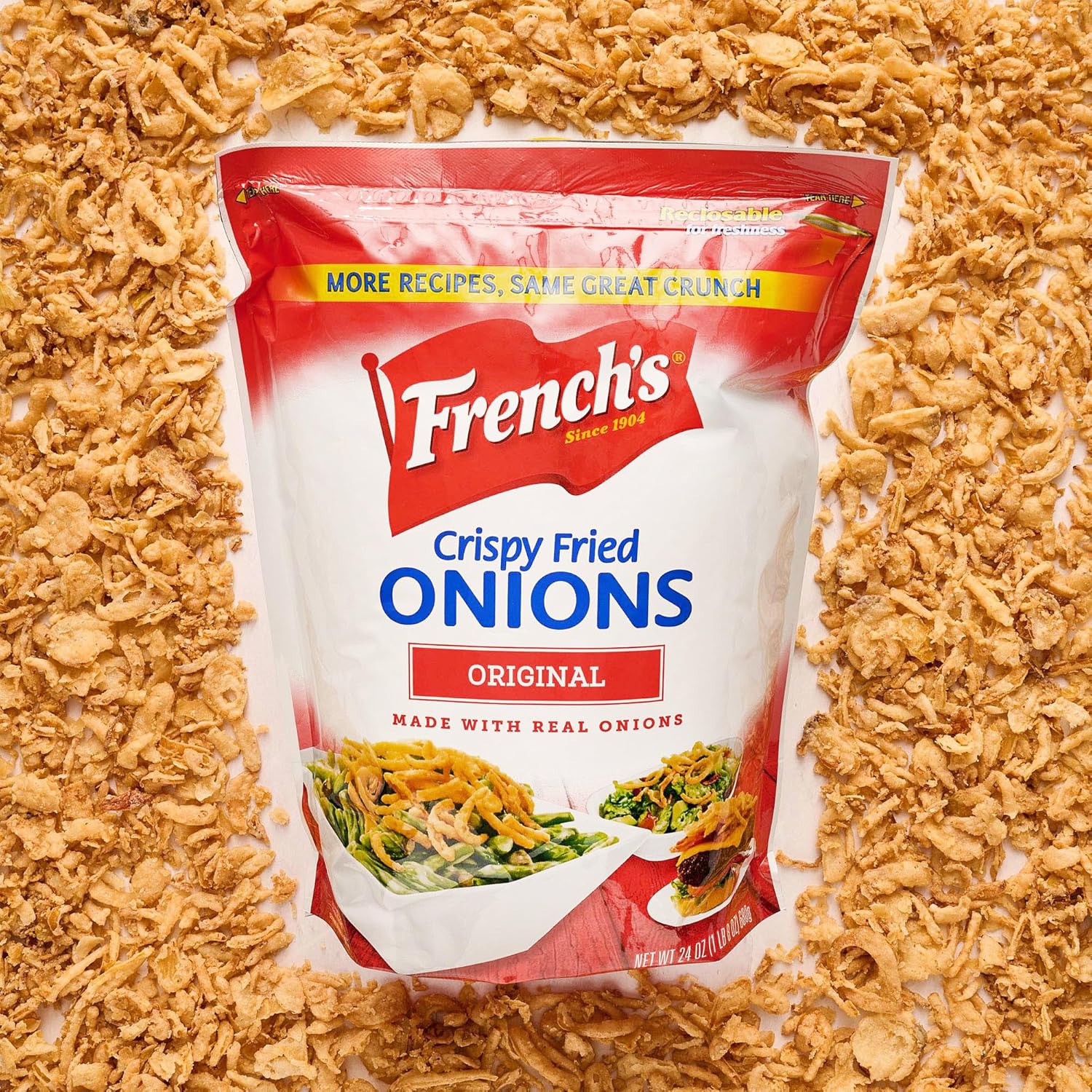 French's Original Crispy Fried Onions 24 oz – Ready-to-Use Topping to Speed Up Weeknight Casseroles