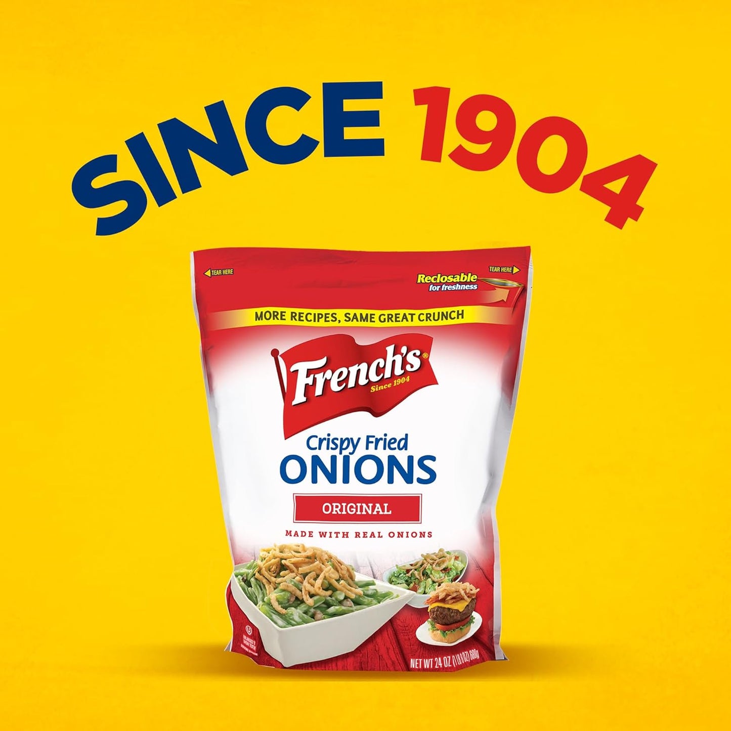 French's Original Crispy Fried Onions 24 oz – Ready-to-Use Topping to Speed Up Weeknight Casseroles