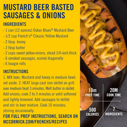 French's Stone-Ground Yellow Mustard – Clean Label Condiment for Intentional Cooking & Everyday Use, 14 oz