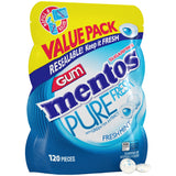 Mentos Pure Fresh Sugar-Free Chewing Gum with Xylitol, Fresh Mint, 120 Piece Bulk Resealable Bag for Post-Meal Oral Care Routine