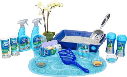 Fresh Step Cat Litter Crystals Deodorizer, Fresh Scent, 15 Oz – Uncluttered Studio Apartment Odor Control, Simple One-Step Top-Up