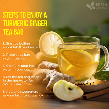 FreshDrinkUS Turmeric Ginger Tea Bags – Clean-Label Pantry Staple for Intentional Kitchens