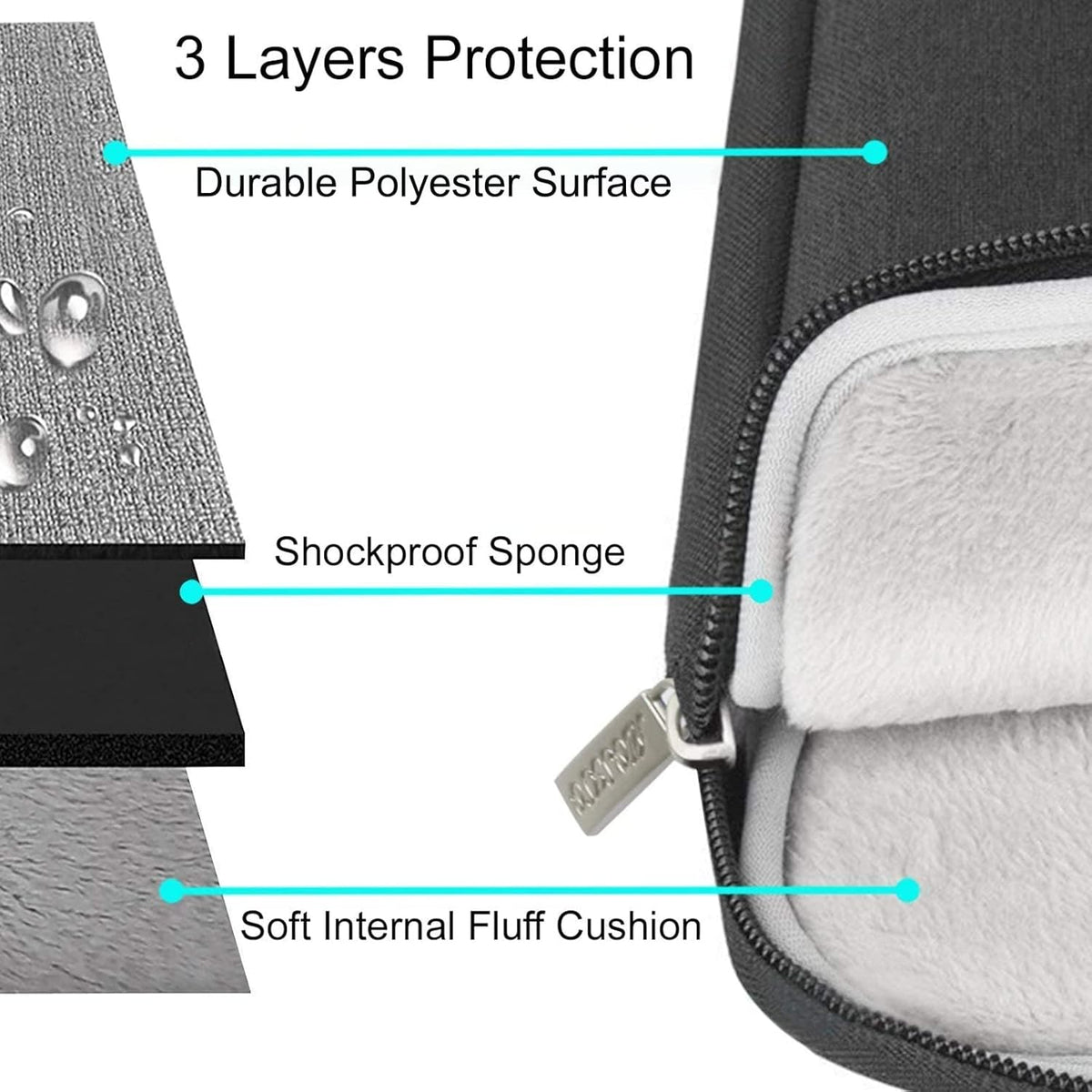 front vertical accessory pocket measuring 11.81 x 11.02 inches for mouse, earphones, pens, and notepads