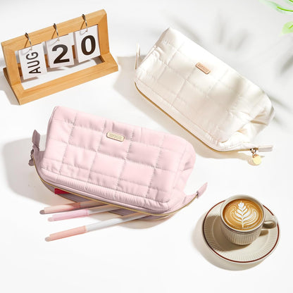 front zip pocket with 5 elastic pen loops and 1 mesh pocket for small items