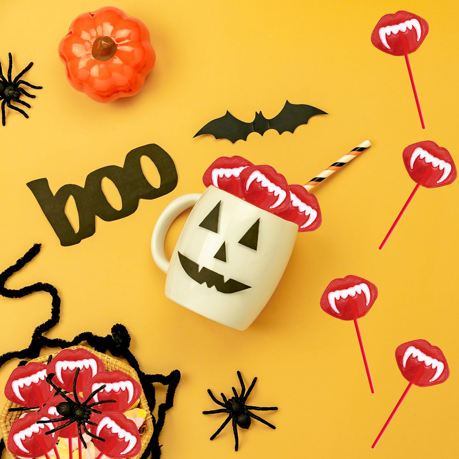 Fruidles Halloween Vampires Fangs Tattoo Lollipops – Quirky Wedding Favor for Bride-To-Be and Reception Gift Tables