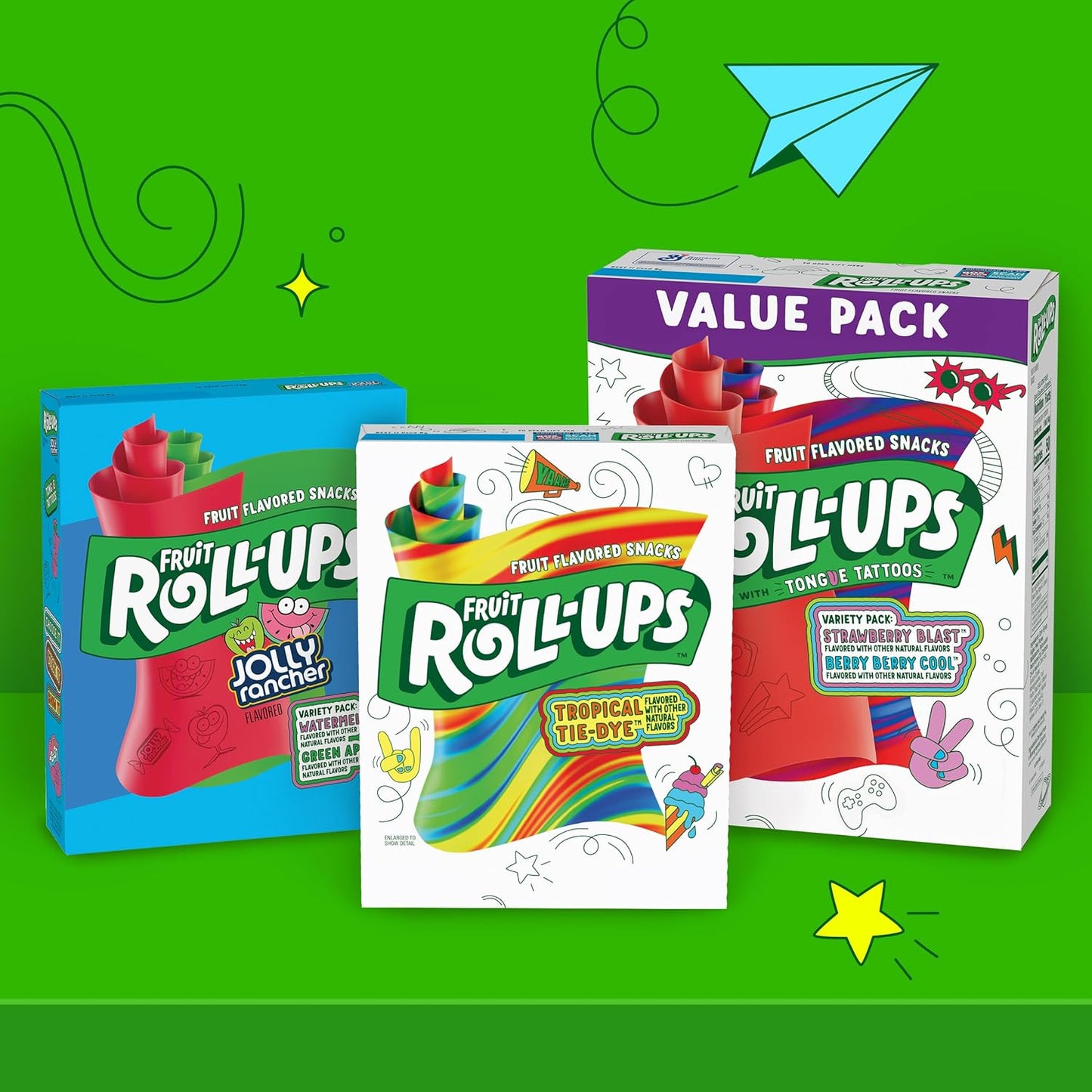 Fruit Roll-Ups Tropical Tie-Dye Gluten-Free – Portion-Controlled Fruit Snack for Mindful Pantry Stocking