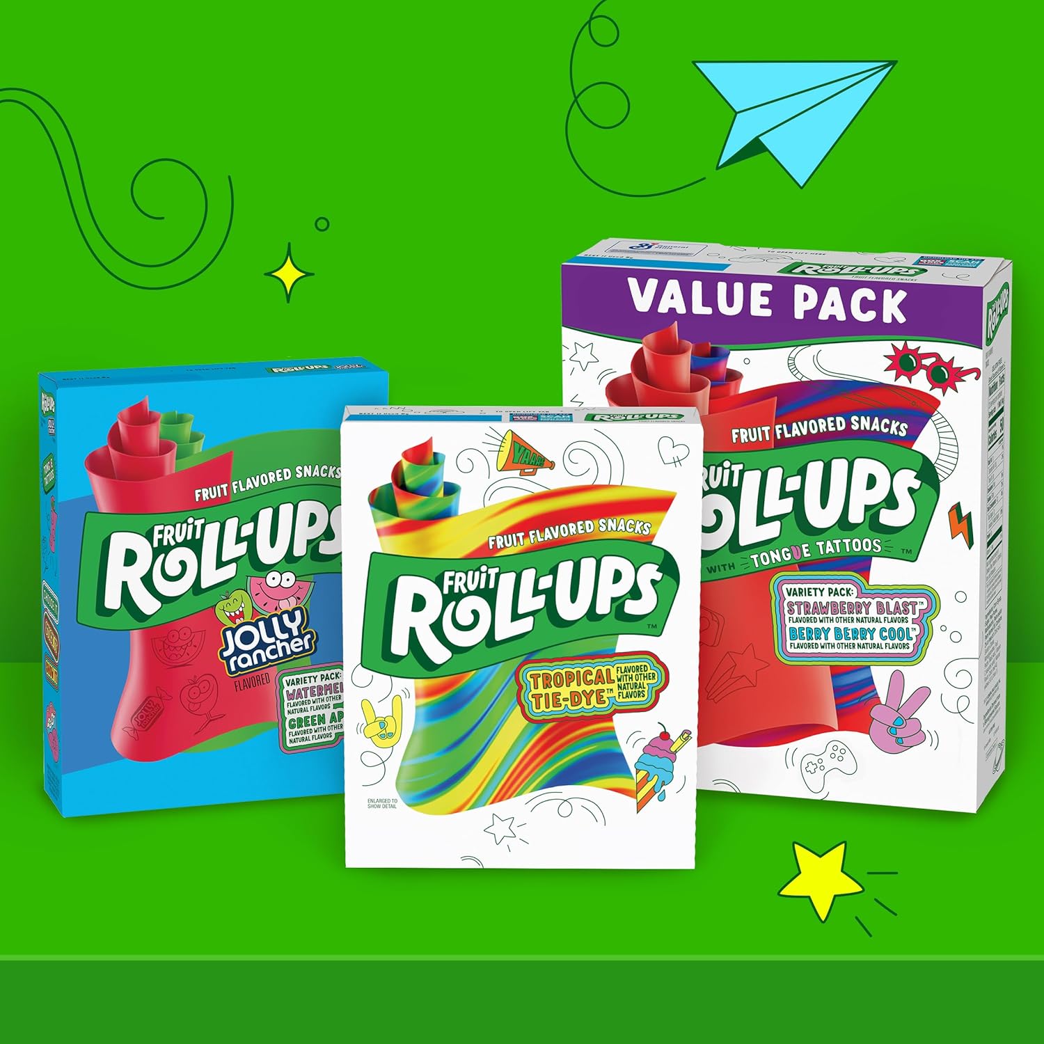 Fruit Roll-Ups Tropical Tie-Dye Gluten-Free – Portion-Controlled Fruit Snack for Mindful Pantry Stocking