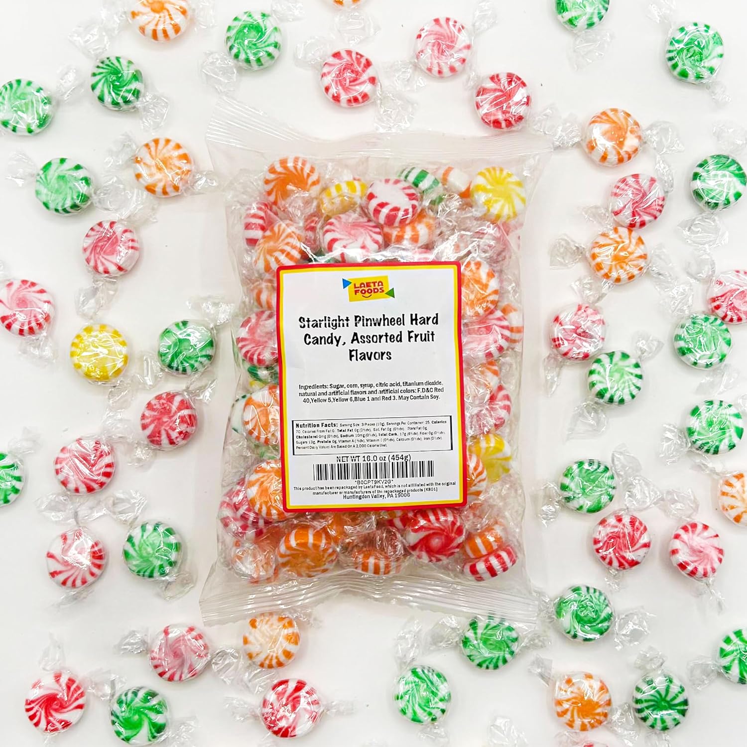 Fruit Starlights Hard Candy – Individually Wrapped Pinwheel Candy 1 lb Bag, Safe Treat for Lunchboxes Goodie Bags and Classroom Parties