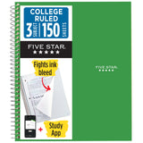 Five Star Durable Notebook for Classroom and Library Study with Ink-Bleed-Resistant Double-Sided Pages