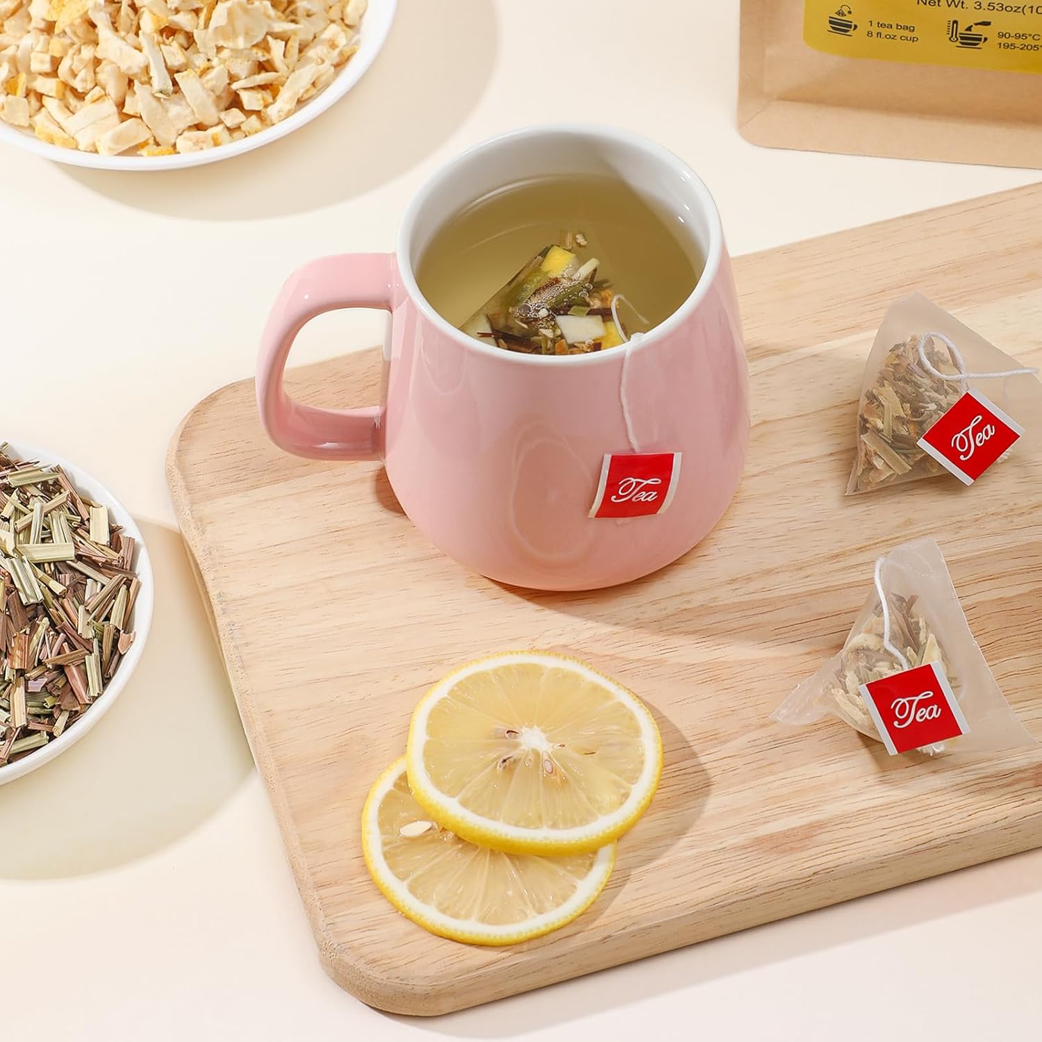FullChea Lemon Ginger Tea Bags – Clear-Headed Morning Alternative to Coffee for Home Office Focus