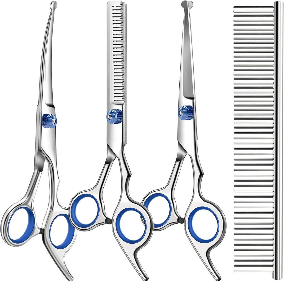 FurLove 4-in-1 Pet Grooming Scissors Set – Thoughtful Birthday Gift for Dog Moms and New Pet Parents