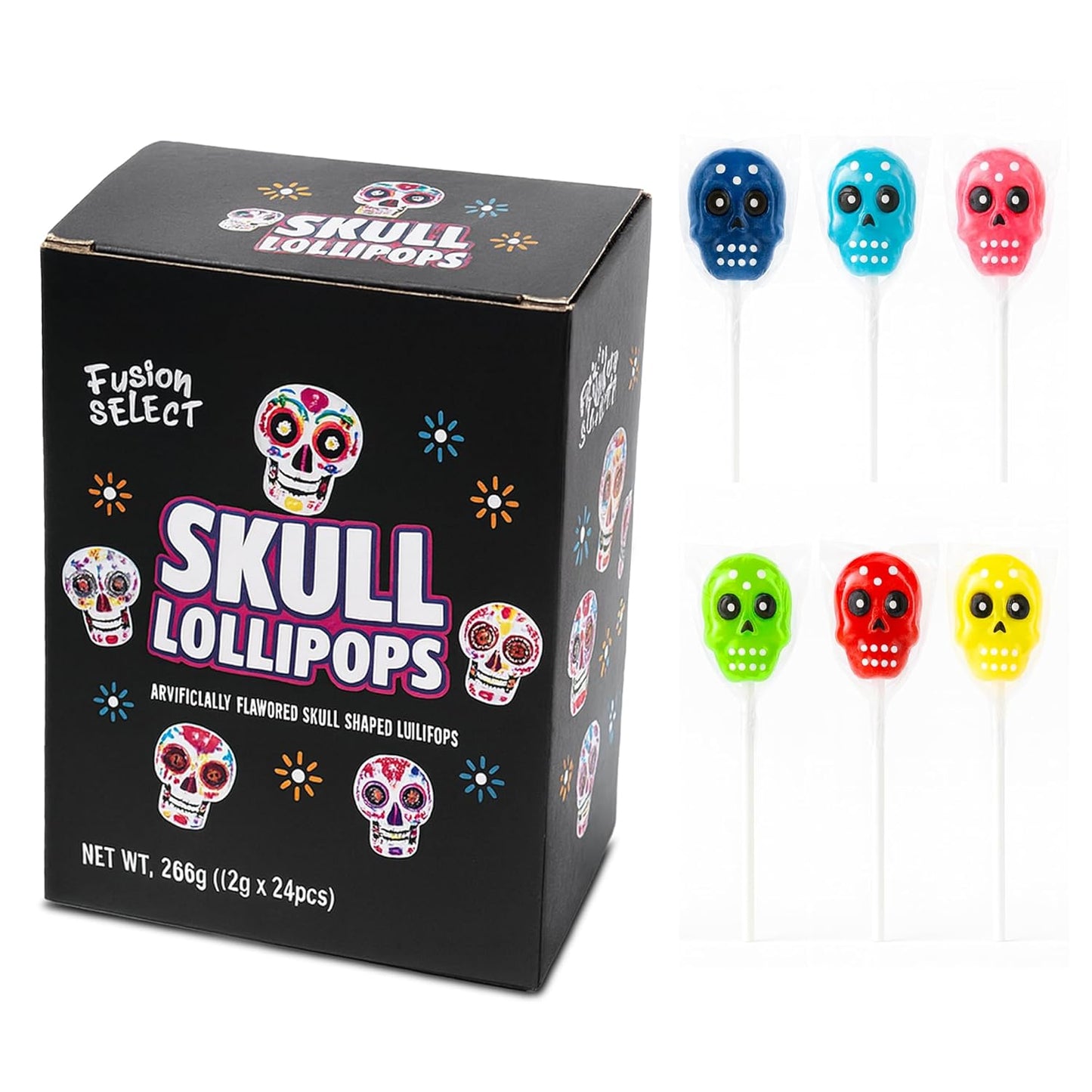 Fusion Select Halloween Lollipops – Fun Party Favor Gift Set for Kids, 6 Spooky Character Designs in Every Box