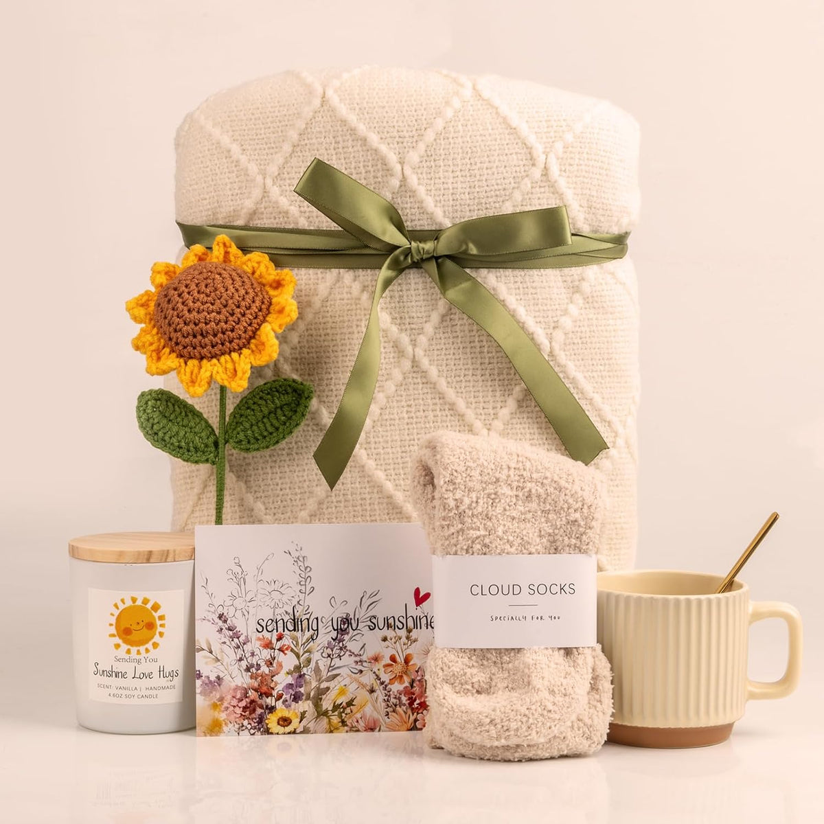 fuzzy socks and ceramic mug sized for cozy at-home use