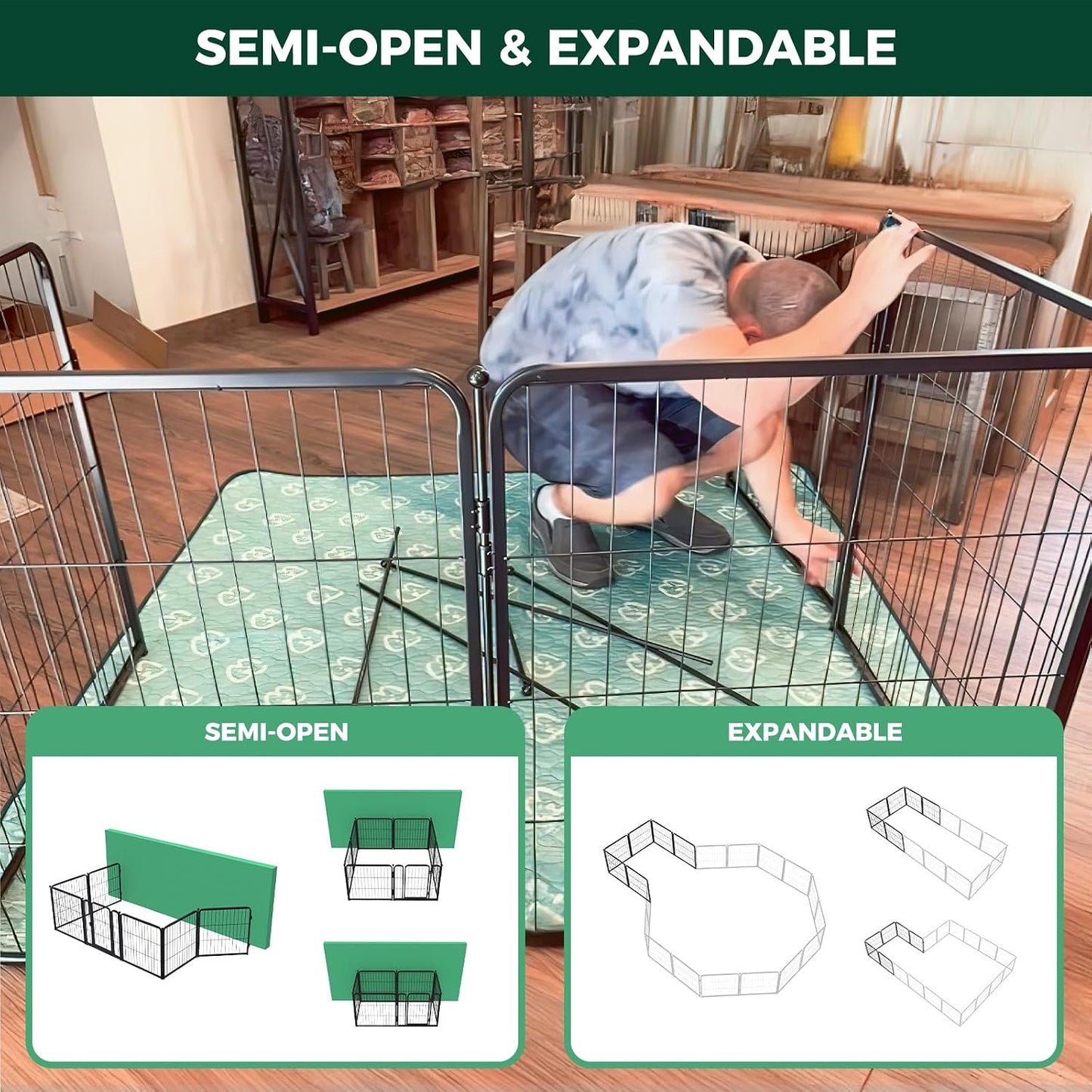 FXW Homeplus Unleashed Indoor Dog Playpen - Stress-Free Semi-Open 24 Inch 6 Panels Calming Pet Space, White