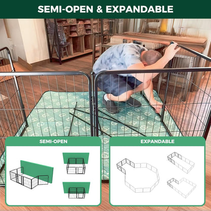 FXW Homeplus Unleashed Indoor Dog Playpen - Stress-Free Semi-Open 24 Inch 6 Panels Calming Pet Space, White