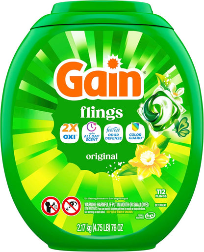 Gain Flings Laundry Detergent Pacs as a Practical Housewarming Gift, 4-in-1, 60 Count